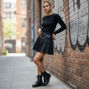 Royal Bones by TRIPP NYC Pleated Mini Skirt Black Size Small